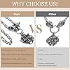 OIDEA Men's Necklace with Thor's Hammer Wolf Head Lion Head Pendant, Heavy Viking Jewellery with Byzantine Chain, Gothic Necklace, Gold/Silver/Black, Stainless Steel #5