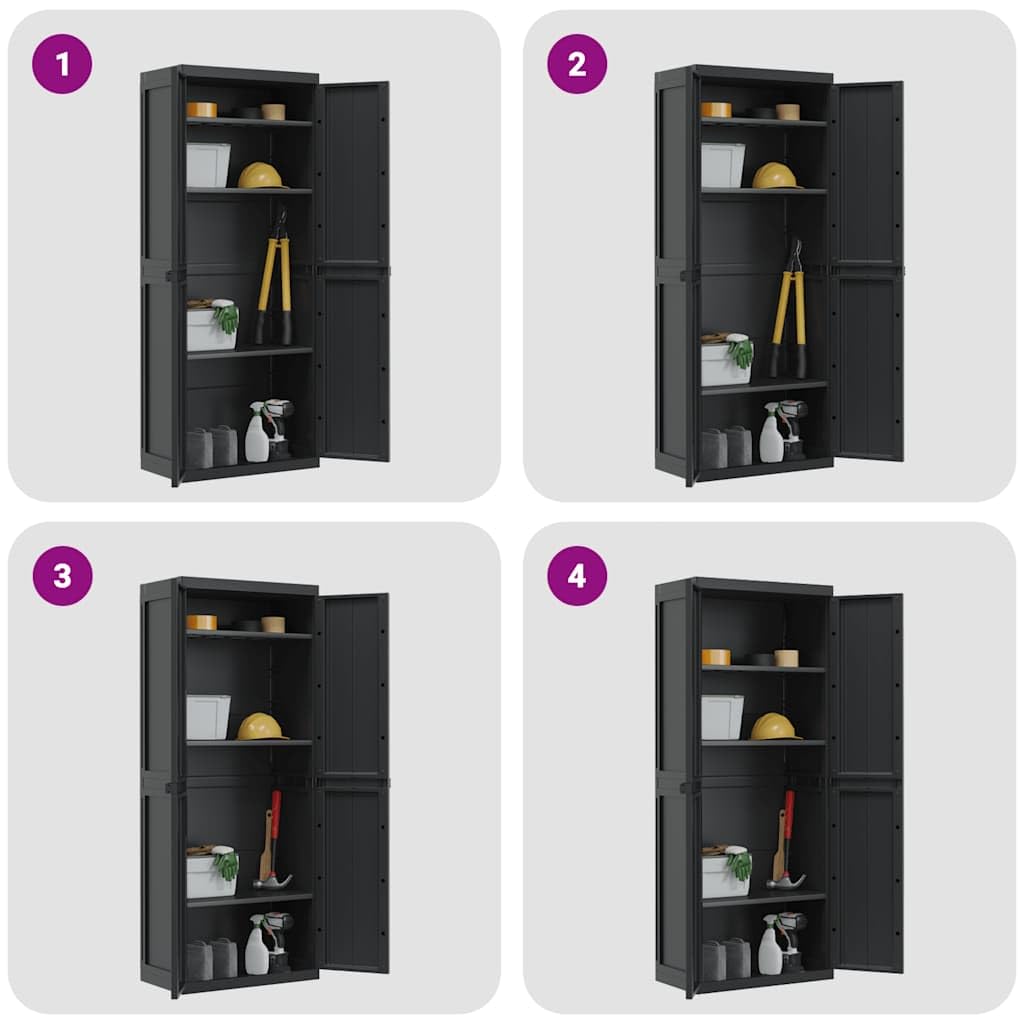Armoire de Rangement Jardin, Armoire d'extérieur Haute noir 65x37x165 cm PP