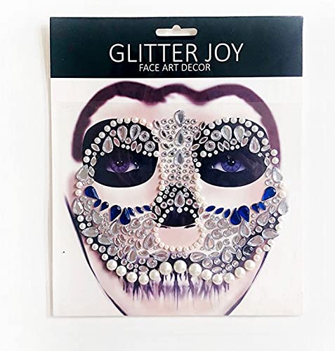 eBoutik - Day Of The Dead Halloween Temporary Face Gem Stickers - Sparkling & Glam Sugar Skulls Makeup Stickers For Parites & Dia de los Muertos Festivals (La Calaca)