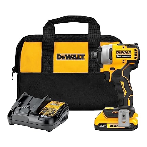 DEWALT ATOMIC 20V-Max Brushless/Cordless Compact 1/4 in. Impact Driver Kit w/Charger, 2.0Ah-Battery, Bag&Belt Clip