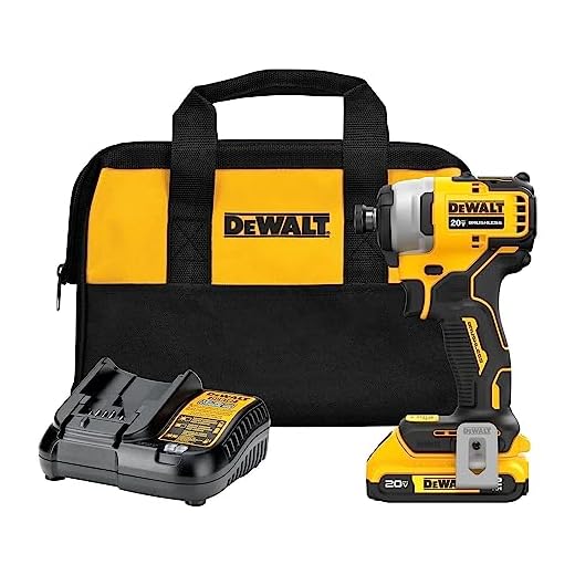 DEWALT ATOMIC 20V-Max Brushless/Cordless Compact 1/4 in. Impact Driver Kit w/Charger, 2.0Ah-Battery, Bag&Belt Clip