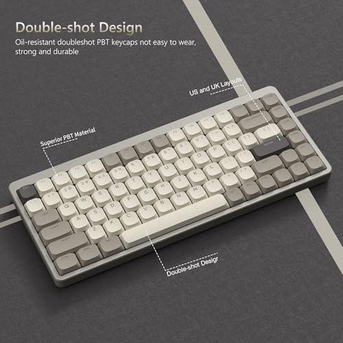 Image of Womier Low Profile Keycaps - Shine Through PBT Keycaps | 60 65 75 100 Percent, Mechanical Keyboard Keycaps for Cherry Gateron MX Switches Keyboard - Khaki Grey