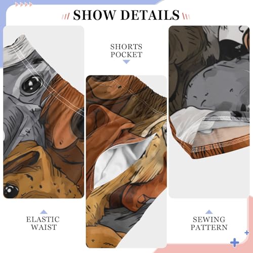 ZZXXB Lovely Puppy Dogs Print Boys Long Pants Soft Trousers Elastic Waist Kids Lounge Bottoms with Pockets S-XL4