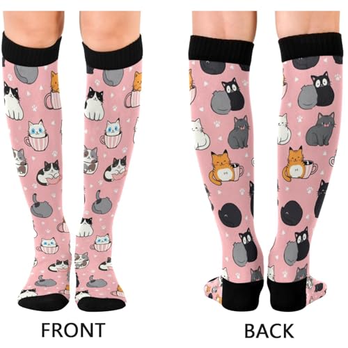 Image of Pigsaly Womens Compression Socks Yellow Stars Funny Brown Capybara Knee High Socks Athletic Tube Sock Outdoor Sport Socks