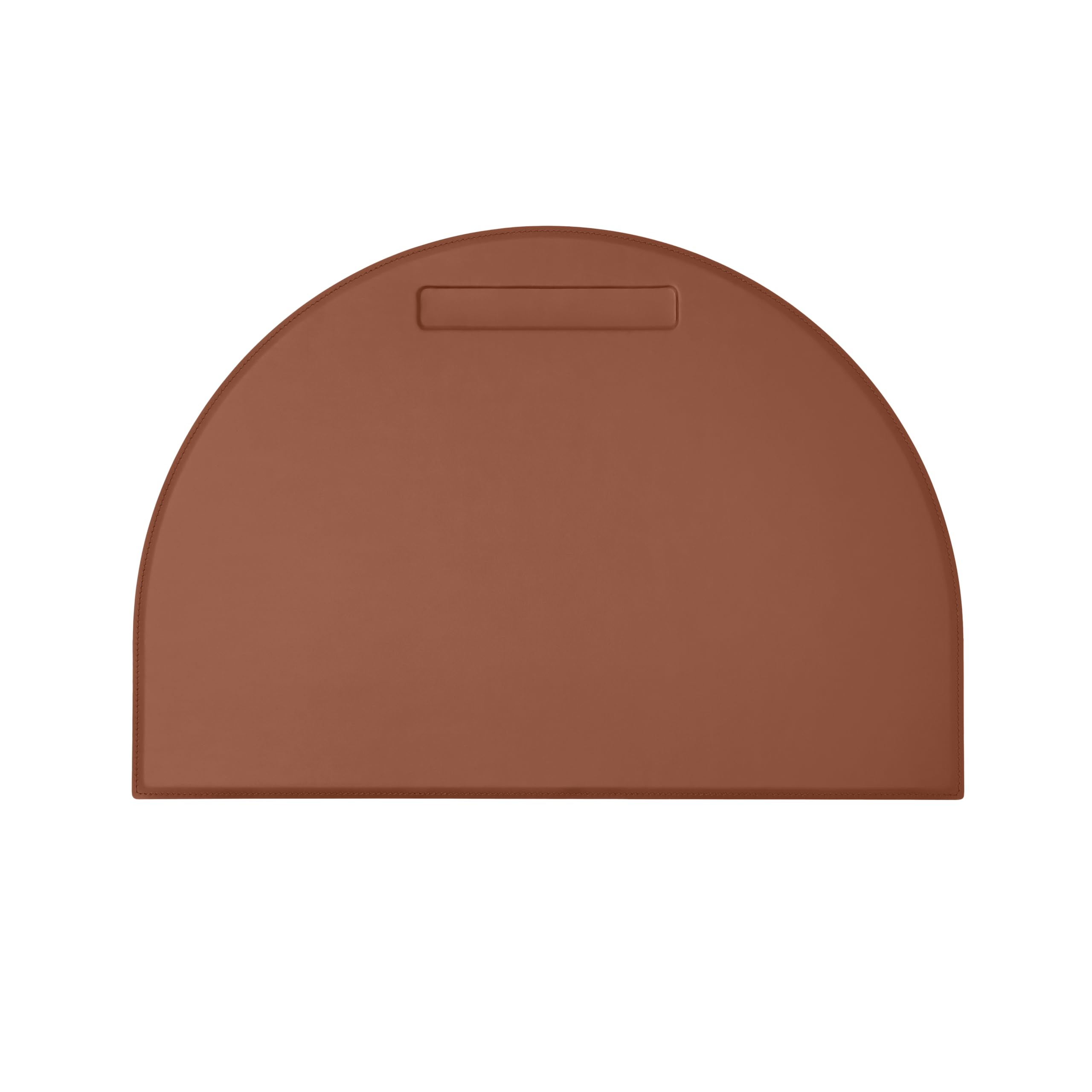 Eglooh - Diana - Desk Mat for Office Made of Orange Brown Leather - Desk Pad cm 50x35 - Semicircle Shape and Pen Slot - Handmade Stitchings and Non-Slip Bottom - Made in Italy