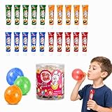 20 Pack Blow Plastic Bubbles Tubes for Kids – Magic Bubble Balloon Toys, 90s Nostalgia Blowing Bubble Ball Kit for Party Favors, Gifts, Outdoor Play & Craft Fun