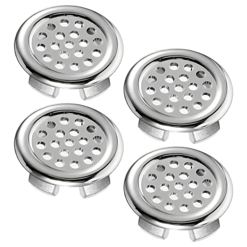Thinp 4 Pcs Sink Overflow Ring Chrome Overflow Cover Sink Hole Cover Replacement Round Drain Cap Covers Insert in Hole for Bathroom Kitchen Washing Vanity Basin Bathtub (Silver)