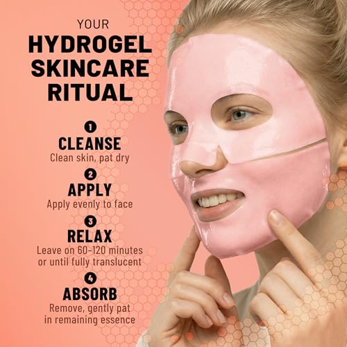 Image of TOLEVITA Salmon DNA (PDRN) Bio-Collagen Face Mask for Regenerating & Firming - 6 Pack, Overnight Hydrogel Mask for All Skin Types (Pink)