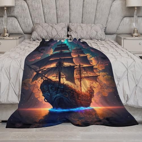 Manta de forro polar para sofá grande lavable con estampado pirata 7