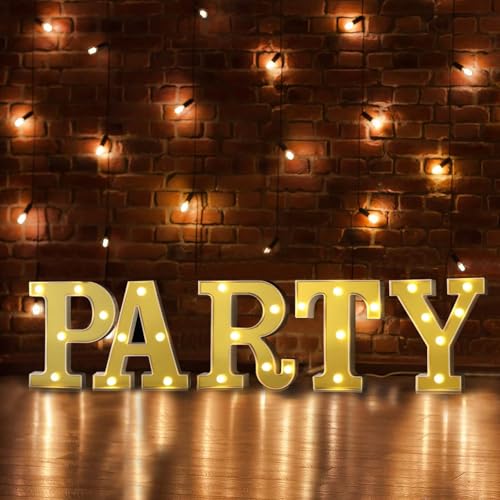 Image of Efavormart 6 inch Gold Marquee Letter P, Mirror Front Warm White LED Light Up 3D Sign, Battery Operated 72H Glow for Wedding Party & Wall Decor