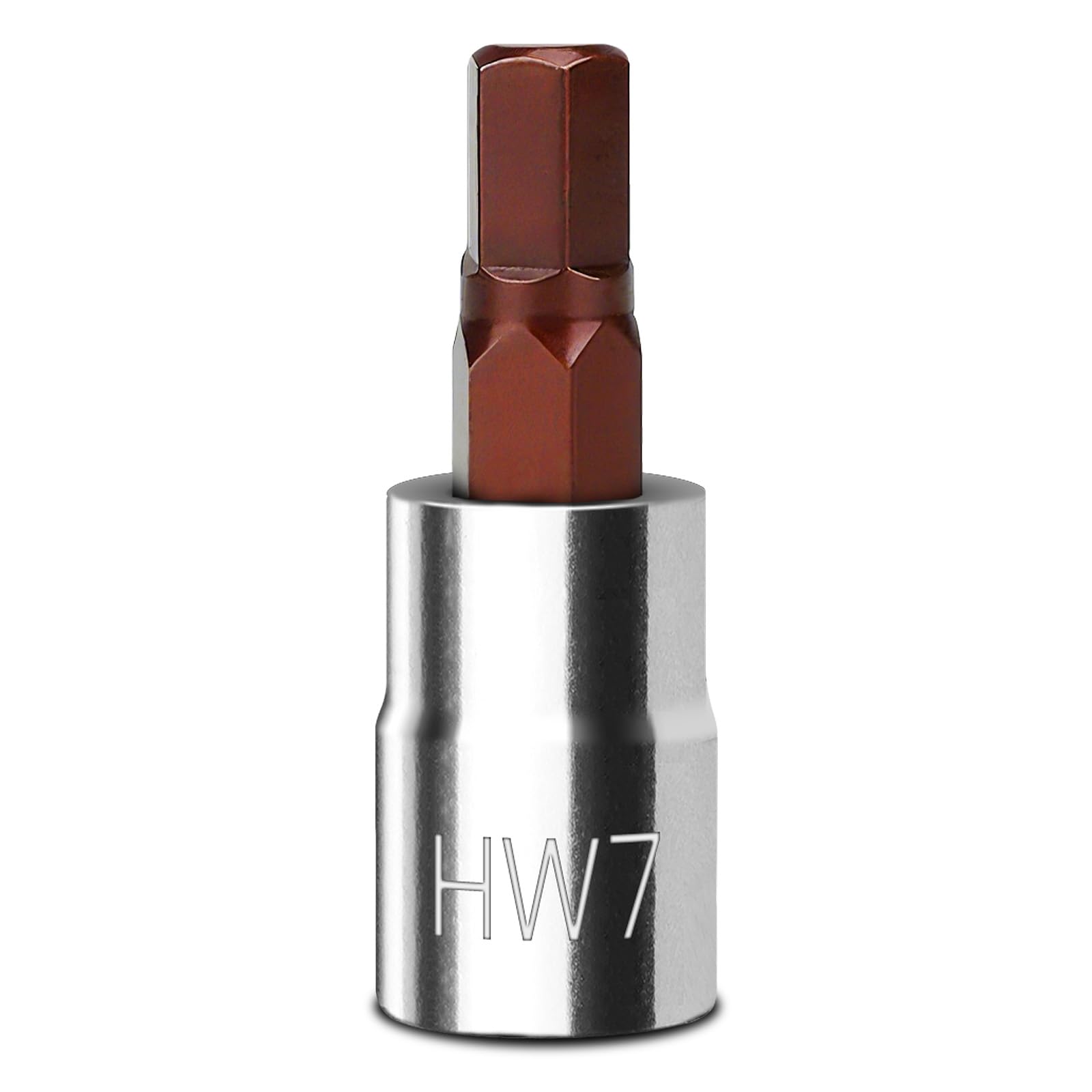 7 mm Hex Bit Socket, 3/8 Inch Drive HW7 Allen Key Socket, Metric, Full Polished, S2 Steel Head Made for Repairing