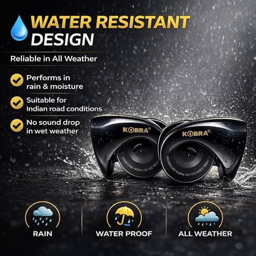 Image of KOBRA Car Horn High Sound Waterproof 12V | Horn for Car with Wire | Loud Snail Car Horn | Anti-Rust Premium Finish Universal Vehicle Horn