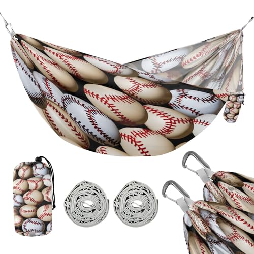 ATTX Baseball Balls Pattern Camping Hammock - Lightweight & Portable Hammocks, Heavy Duty 330lbs Capacity for Indoor, Hiking, Backpacking, Travel, Backyard, Beach#329