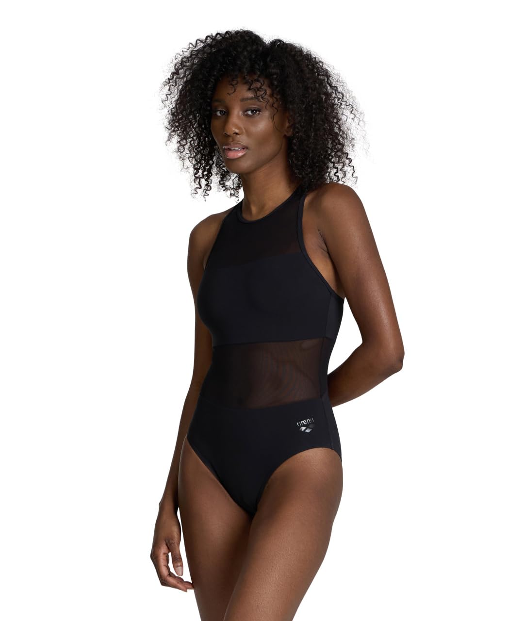 ARENA Women's Feel Women's Mesh Panels Vent Back Swimsuit Swimsuit, Black, 38 cm