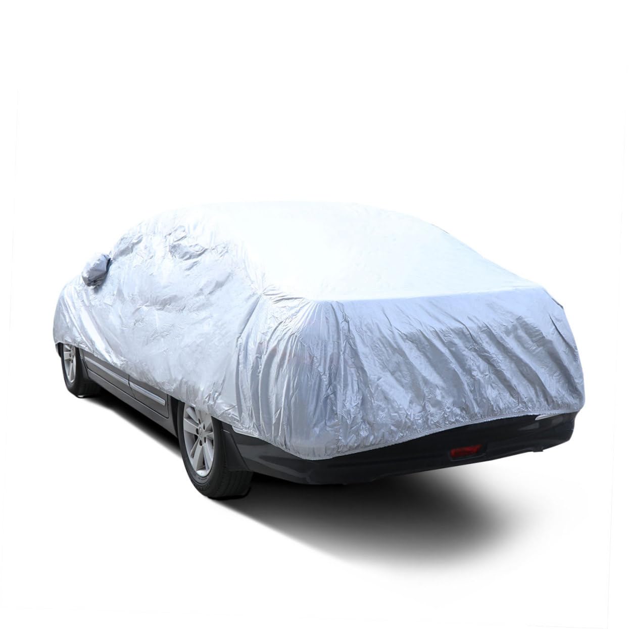 Beatifufu Uv Car Cover Full Size Rain and Snow Protection Universal Fit Breathable Anti-Pollution Silver — view 5