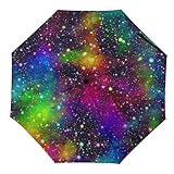 YBQLNP Paraguas Plegable Viaje Galaxia De Colores Paraguas Resistente Al Viento Paraguas Automático Compacto