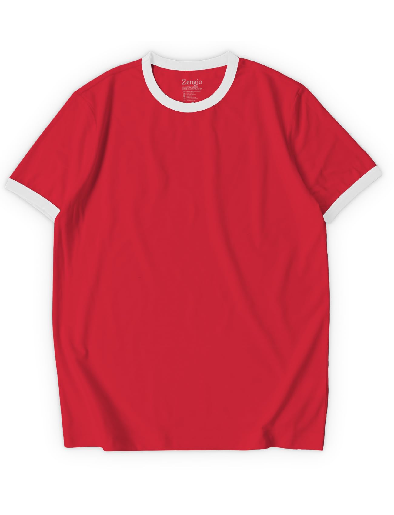 Zengjo Men's Ringer Tee Crewneck Athletic T Shirts Short Sleeve Sport Shirt for Men: X-Large Red/White