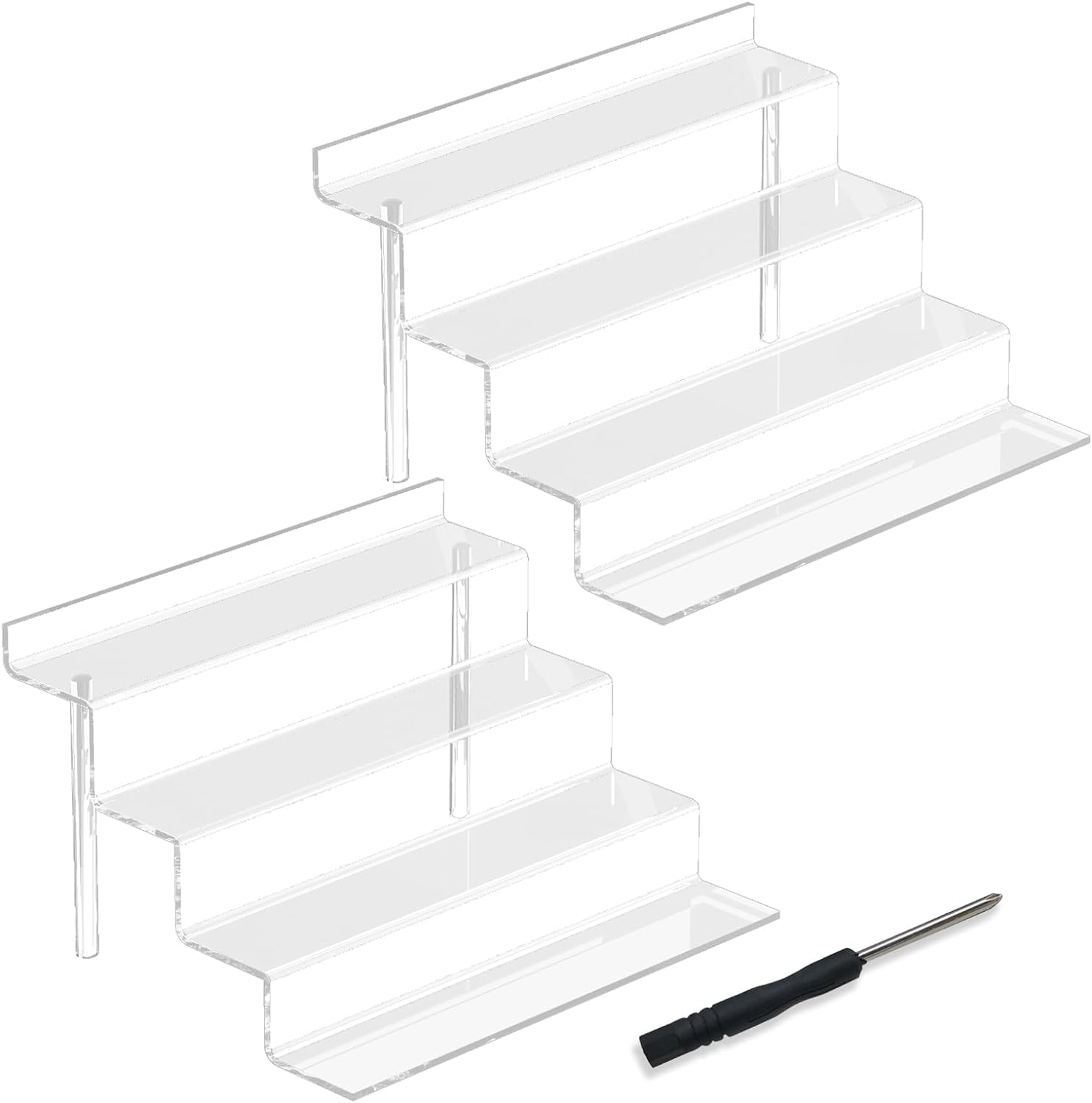 LATERN 2Pcs 4-Tier Acrylic Riser Display Shelf, 23CM x 18CM Clear Display Organizer Large Tabletop Riser Stand Holder for Perfume Cupcake Figures Dessert Cosmetics Lotion Cream Cologne