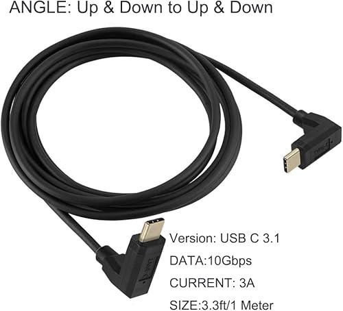 Miniatura 7 de Cable USB 3.1 tipo C de 2 pies, USB C macho a 90 grados de ángulo izquierdo y recto USB C macho, 3A y 10Gbps sincronización de carga y transferencia