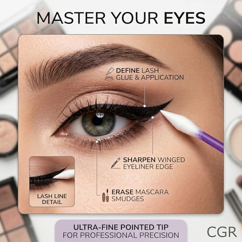 Image of CGR 900pcs Precision Makeup Cotton Swabs, Pointed & Flat Tips, 3 Bags (Pack of 2)