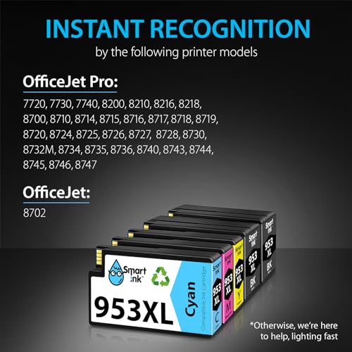 Smart Ink Compatible Ink Cartridges Replacement for HP 953XL 953 XL 5 Multipack (2 Black XL & C/M/Y) with Advanced Chip Technology use with HP Officejet pro 7720 7730 7740 8710 8715 8720 8725 Printer - Image 3