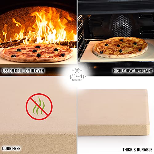 Zulay Kitchen Large Pizza Stone For Oven And Grill - Free Bench Scraper Included - Thermal Shock Resistant Baking Stone - Cooking Stone - 15 X 12 Inch #TOP1