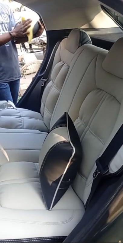 Image of Comfort Plus Puffy PU Leather Igrey-Black Car Seat Cover Compatible with Hyundai i20