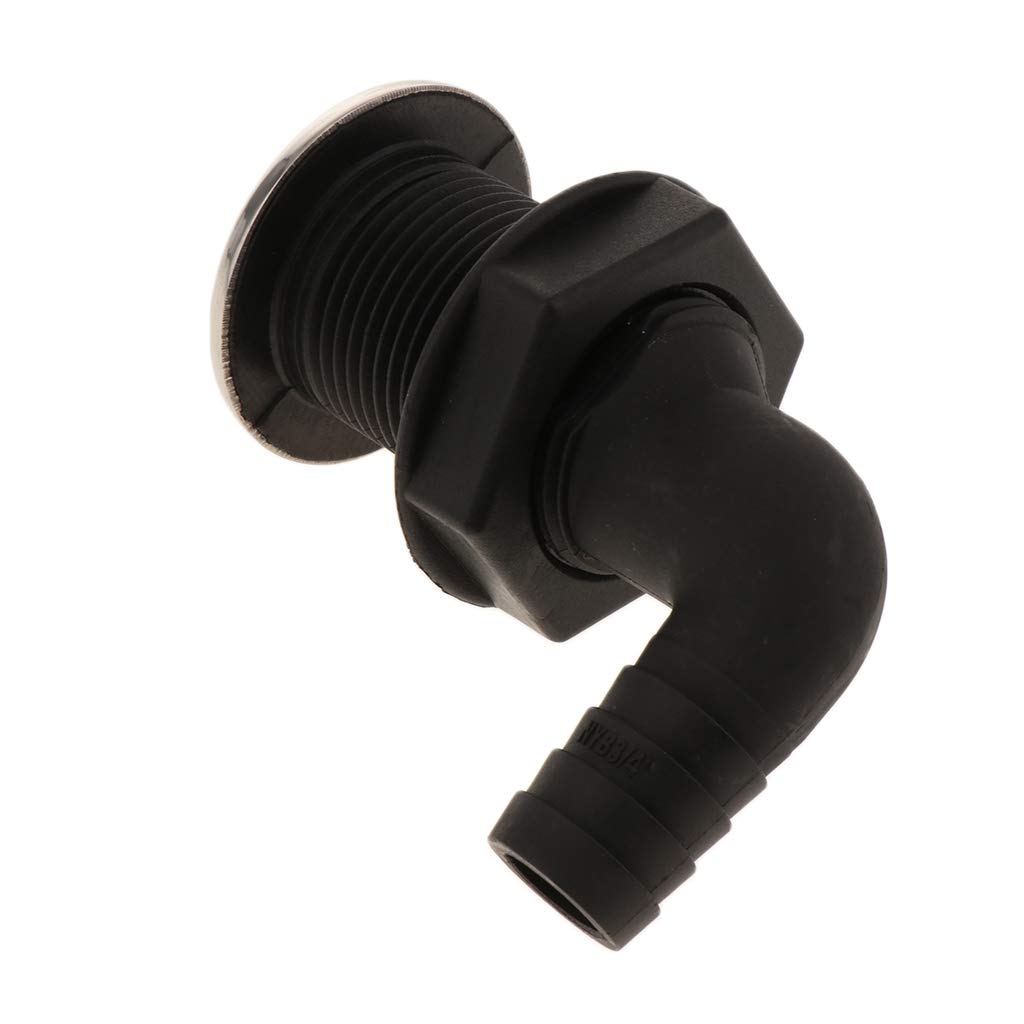 Skkwjege Black Thru Hull Fitting Marine Boat Hose With Stainless Rim For Marine 13 Mm