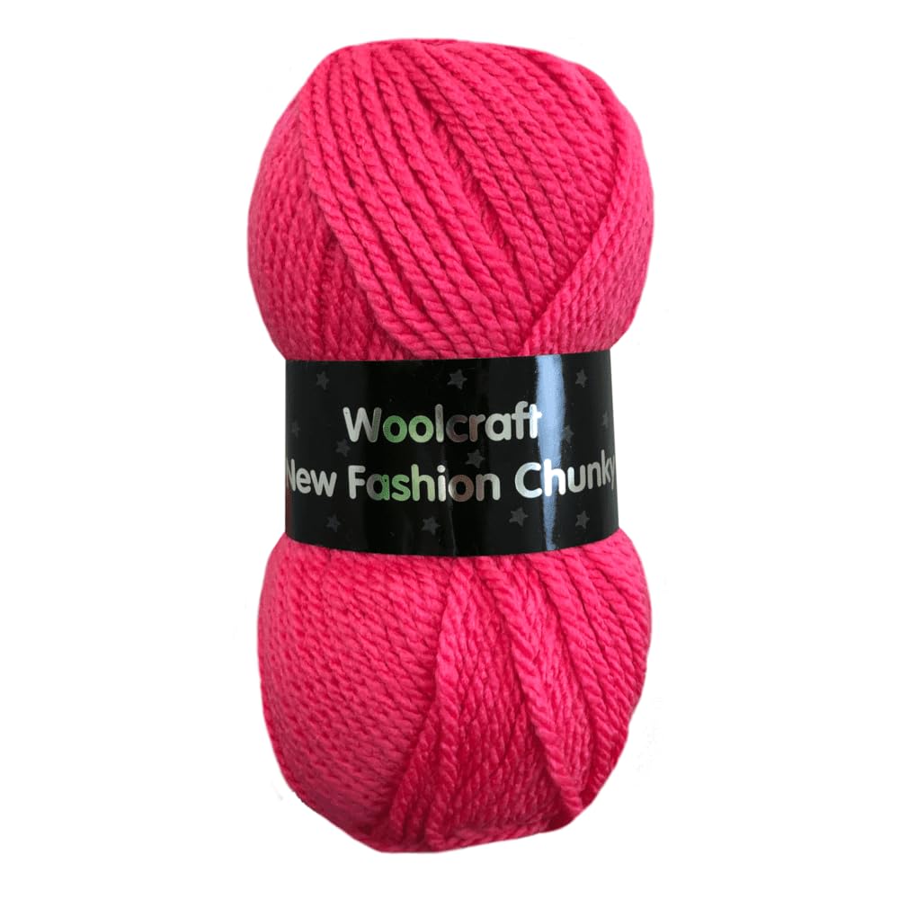 WoolCraft Fashion Chunky Knitting & Crochet Yarn, Great Value Yarn with 27 Colour Combinations in The Range, 100% Acrylic, 150 Metres, 100g Balls, Pack of 5, Lipstick