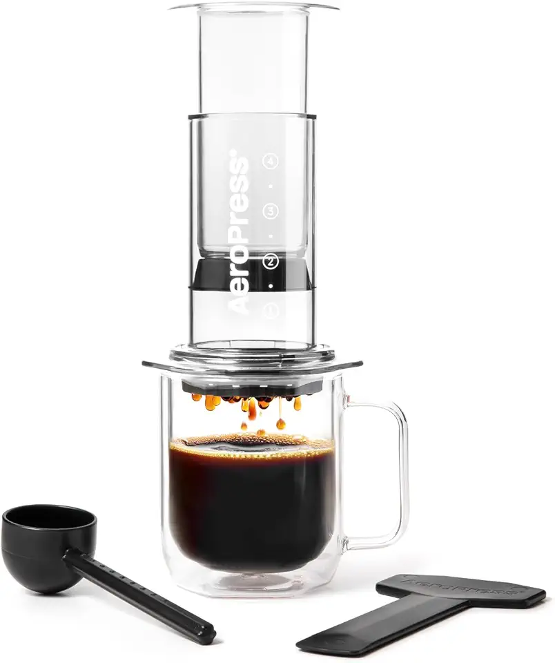 AeroPress Clear Coffee Press, prensa francesa multifuncional, cafeteira manual estilo espresso e pour-over, preparo em 2 minutos, cafeteira portátil pequena para viagem e acampamento