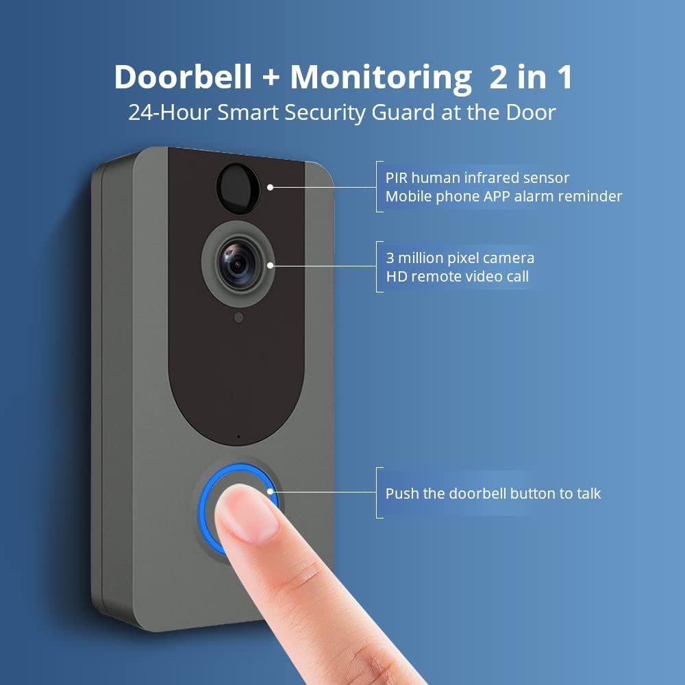 50% Off Discount Video Doorbell Camera with Chime, Doorbell Camera Wireless Wi-Fi, 1080P HD, 2-Way Audio, Night Vision, Motion Detector, Free Cloud Storage (Gray)
