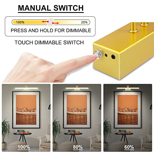 Heageero Picture Light, Battery Operated Picture Light With Remote Control, Wireless Picture Lights For Wall Paintings With Timer And Dimmable, 16" Art Light For Paintings, Frame, Photos. （Black） #TOP2