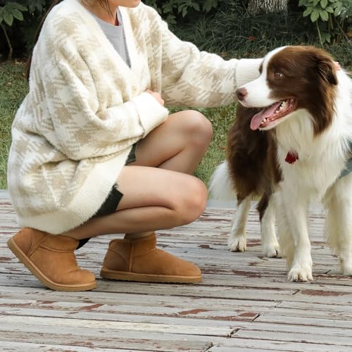 Wishcotton Women's Cozy Short Bootie Slippers, Winter Warm Hard Bottom House Shoes with Fuzzy Lining for Indoor Outdoor3