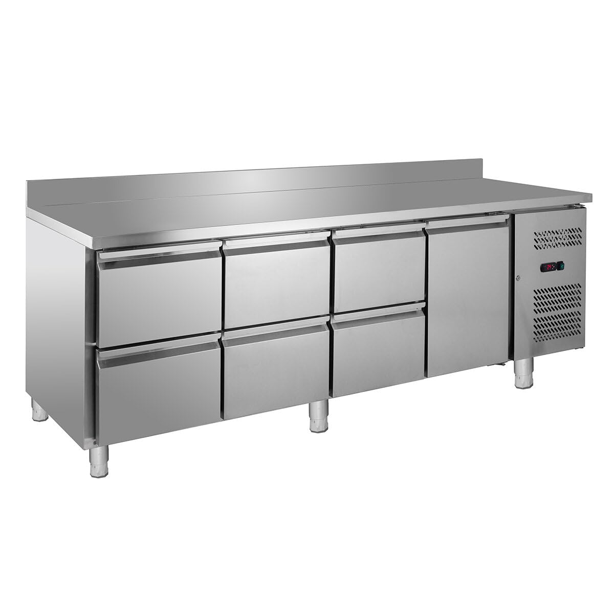 GastroHero Tavolo frigo 1 anta 6 cassetti 1 ripiano in acciaio inox