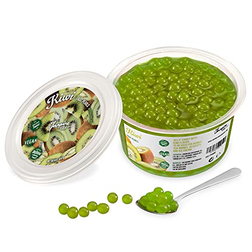 INSPIRE FOOD Platzende Boba-Perlen für Bubble Tea - 450 g | Kiwi | Platzende Perlenblase | Echter Fruchtsaft für Shakes, Smoothies | 100 % vegetarisch und glutenfrei, ohne künstliche Farbstoffe Cover