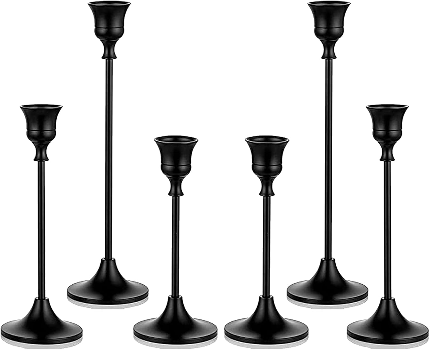 Romadedi Candlestick Holder Matte Black Candle Holder Set of 3 Decorative Candle Holder for Taper Candle for Fireplace Mantel Dinning Table Home Decorations Black 1 Set