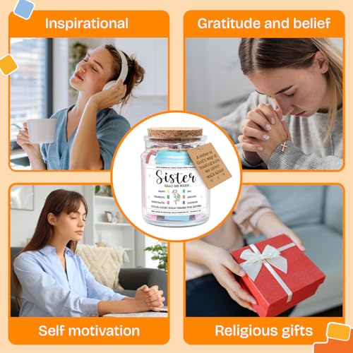 Image of NewEleven Inspirational, Birthday Gift For Sister, Sisters In Law, Soul Sis - Sisters Gifts From Sister, Brother, Friend, Family - Bible Verse Jar