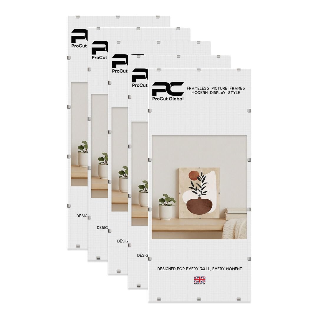 Procut Global 36x18" Frameless Clip Picture Frames For Photos - Pack of 5