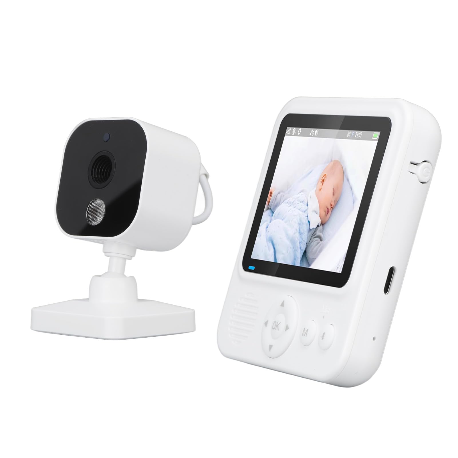 Caméra de surveillance bébé, moniteur vidéo sans fil, vision nocturne bidirectionnelle pour bébé pleurer (prise UE)