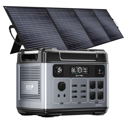OUKITEL P2001 Plus 2400W Solar Generator with 200W Solar Panel, 2048Wh Solar power station, 1800W Fast Charging, Smart APP Control Emergency Power Station for Home, Camping, Outdoor Battery Backup