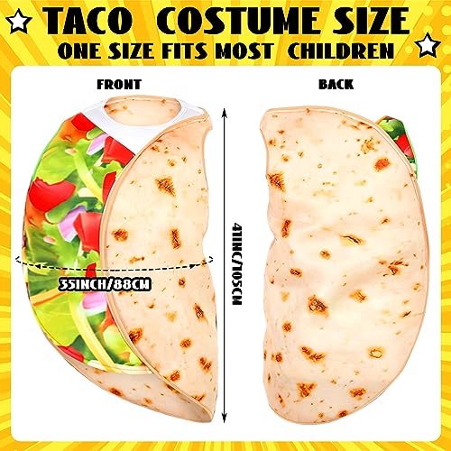 Hicarer 2 Pcs Halloween Taco Costume Realistic Taco Hat Food Burrito Costume Set for Kids Cosplay Party