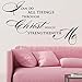 I Can Do All Things Through Christ Who Strengthens Me Philippians 4:13 Wall Decal Bible Scripture Christian Wall Art Quote Lettering Mural 27in Wide x 17in Tall