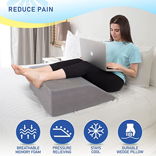 Healthex Leg Elevation Pillow With Memory Foam Top - Elevated Leg Rest Pillow For Circulation, Swelling, Kneef - Wedge Pillow For Legs, Sleeping, Reading, Relaxing - Removable Washable Cover (8 Inch) #TOP5