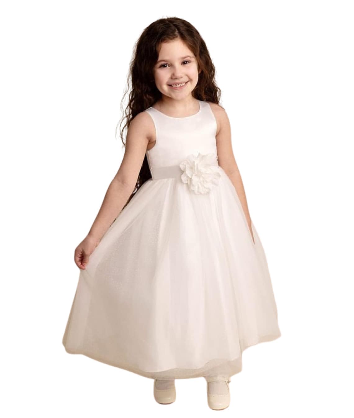 SIRRI Vestido Marfil con Apliques Florales para Bebé y Niña Bautizo y Eventos Especiales tamaño 18-24 Meses