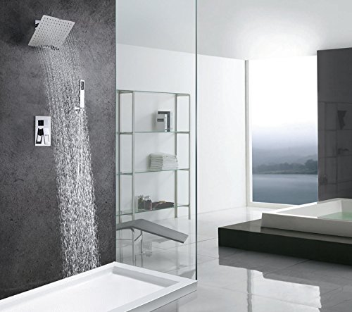 SUMERAIN Shower System Polished Chrome Shower Faucet Set with Shower Valve, 8 Inch Bathroom Luxury Rain Mixer Shower Combo Set Wall Mounted Rainfall Shower Head and Handheld by sumerain - Image 2