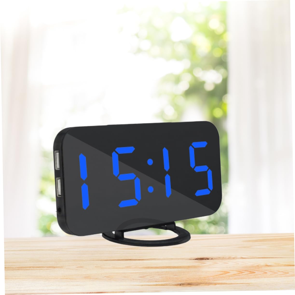 Amosfun Sveglia Digitale con Doppia Porta USB Display LED Grande e Luminoso Funzione Snooze e Dimmer Regolabile Superficie Specchio Stile Casuale