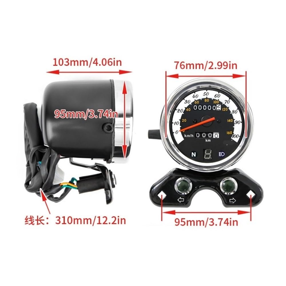 Compteur Accessoires universels en aluminium pour moto, 12V DC, odomètre, compteur, tachymètre, double pour CB125