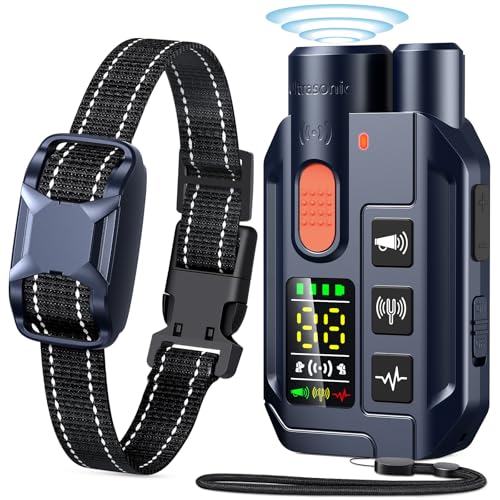 2 in 1 Dog Shock Collar &Dog Bark Deterrent Devices,4200FT Dog Training Collar with Remote, E Collar...