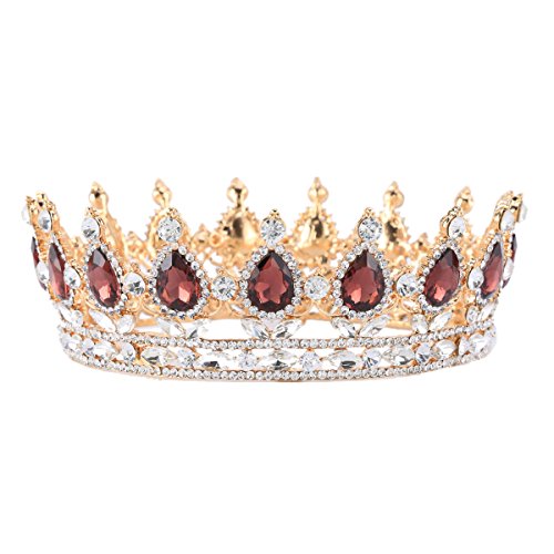 Stuff Crystal Crown Tiaras Prom Party Wedding Bridesmaid Hair Piece with Bobby Pins (Lt Brown)