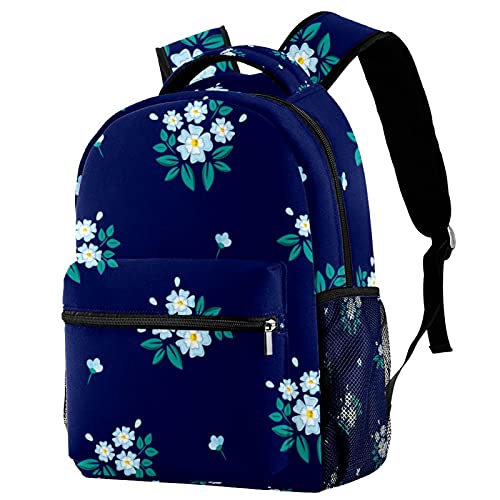 Sac à dos pour homme et femme bleu marine ergonomique et imperméable motif feuilles